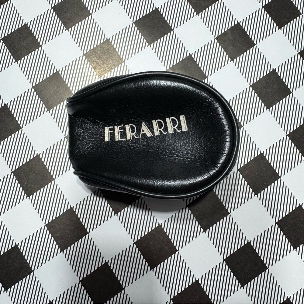 Ferrari Folding Sunglasses Black Leather Zip Pouch Case Logo